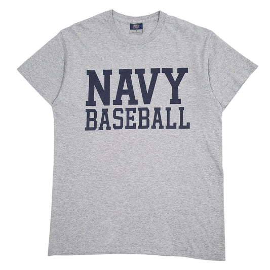 Mens Grey MV Sport Navy Baseball Short Sleeve T Shirt