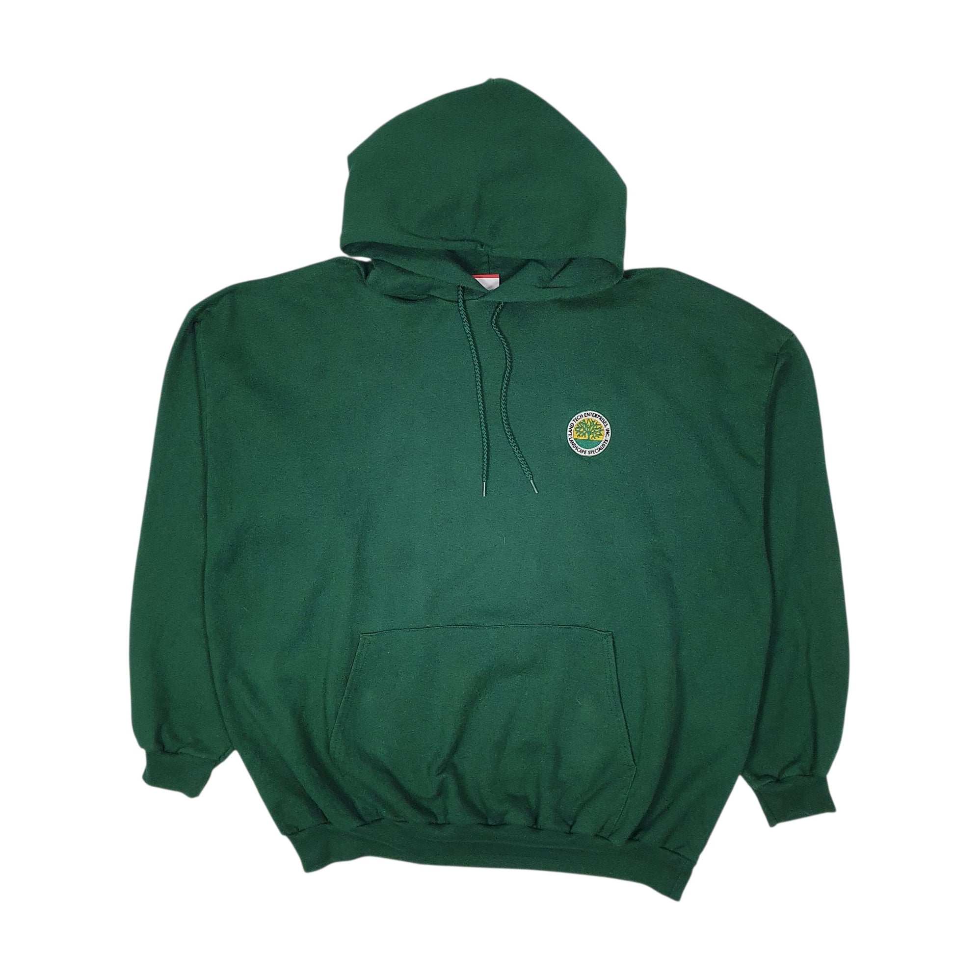 Mens Green Champion Vintage 2000s Landscaping Hoodie Jumper