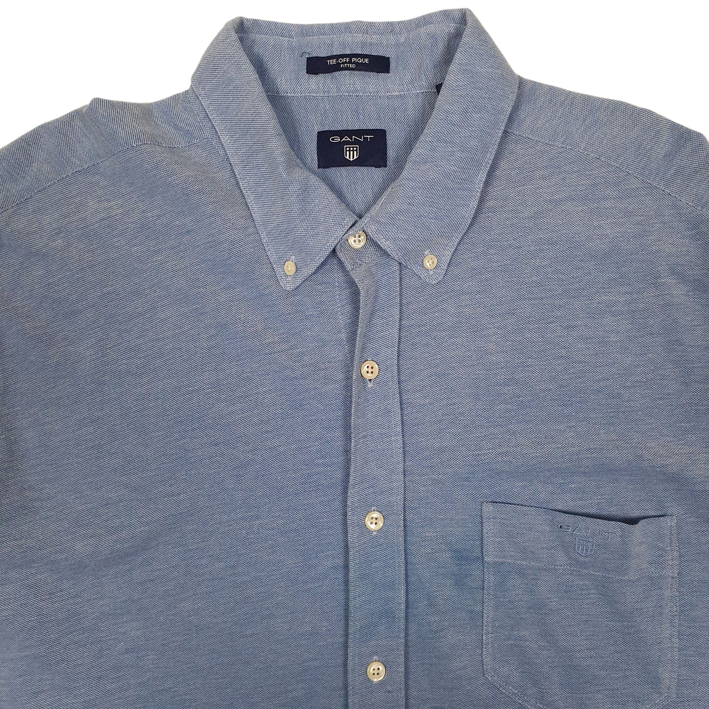 Mens Blue GANT Tee-Off Pique  Shirt