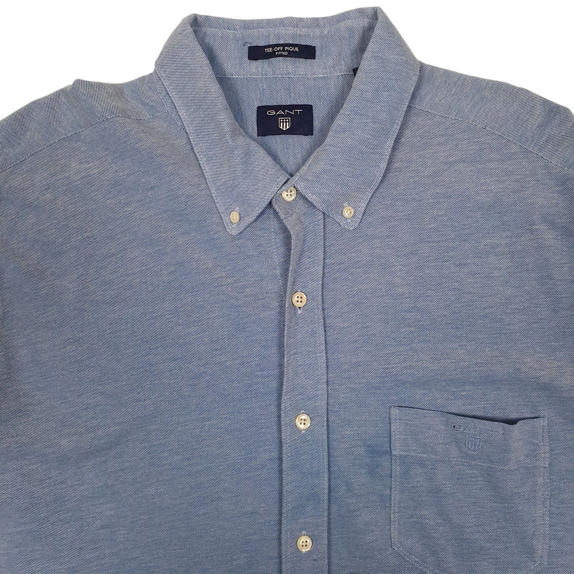Mens Blue GANT Tee-Off Pique  Shirt
