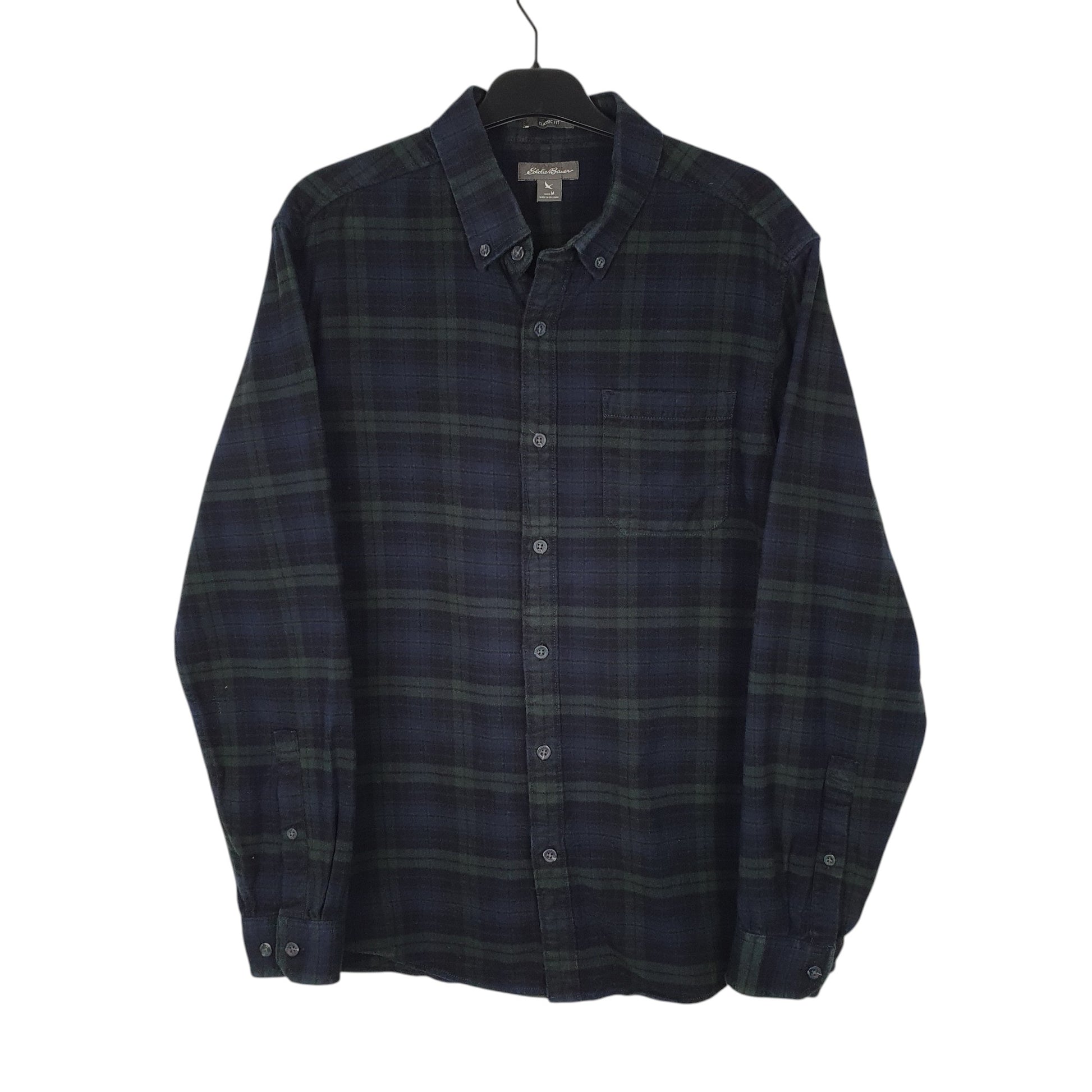 Mens Navy Eddie Bauer Thick Flannel Long Sleeve Shirt