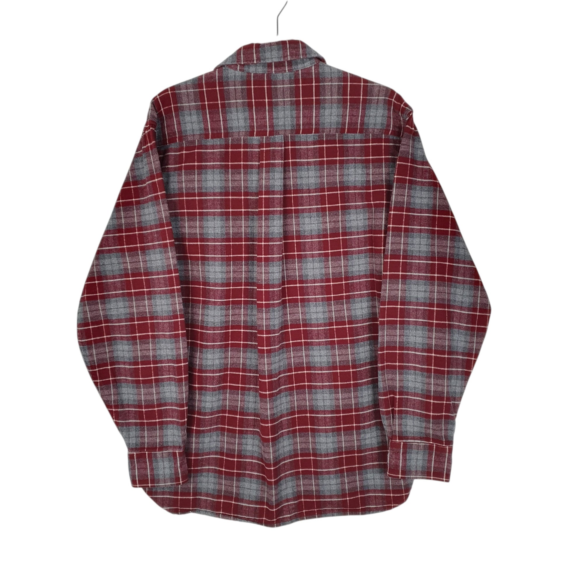 Mens Burgundy L.L.Bean Thick Flannel Plaid  Shirt