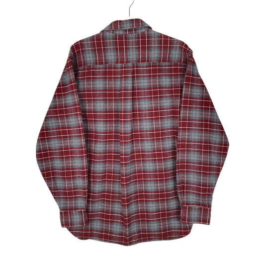 Mens Burgundy L.L.Bean Thick Flannel Plaid  Shirt