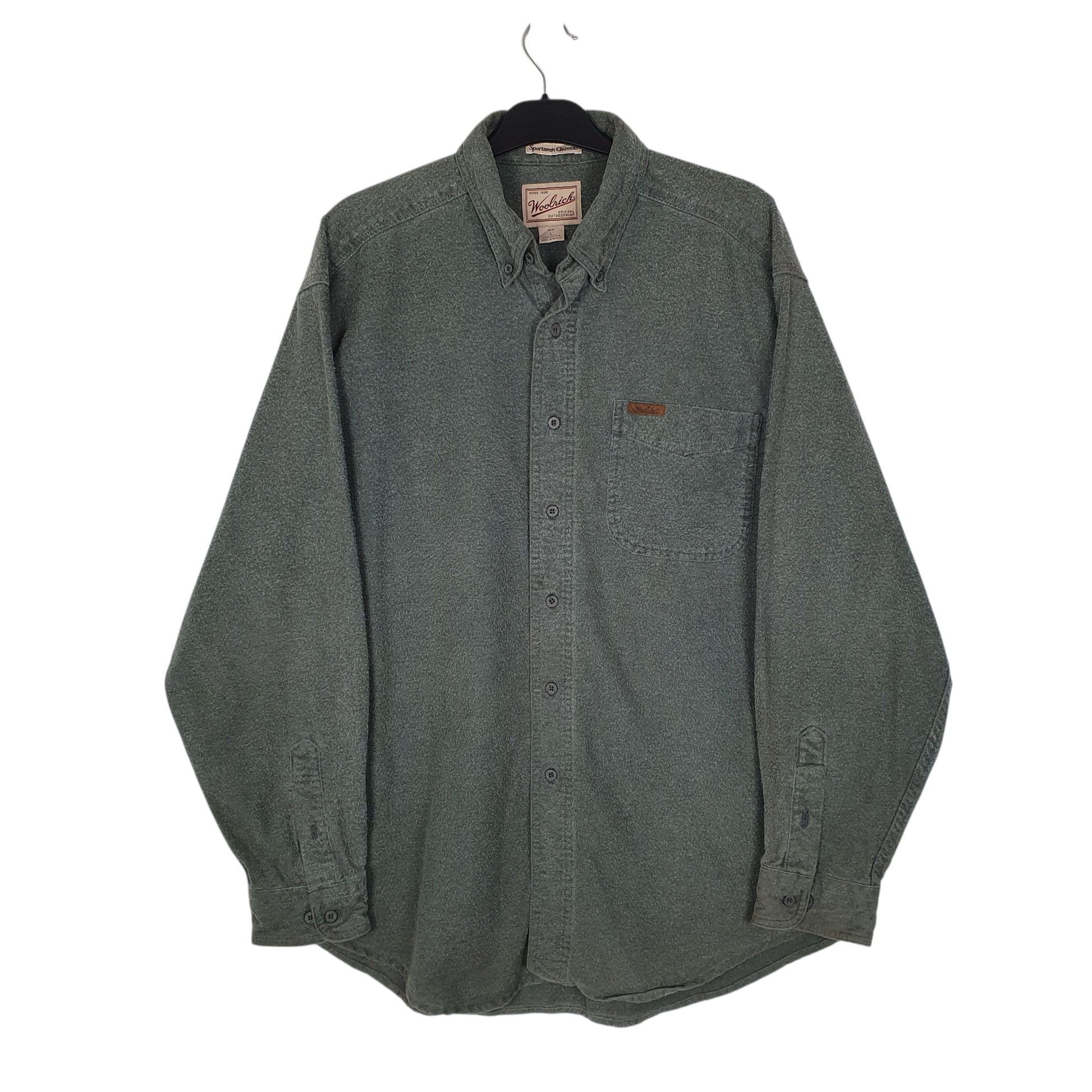 Mens Grey Woolrich Thick Chamois Long Sleeve Shirt