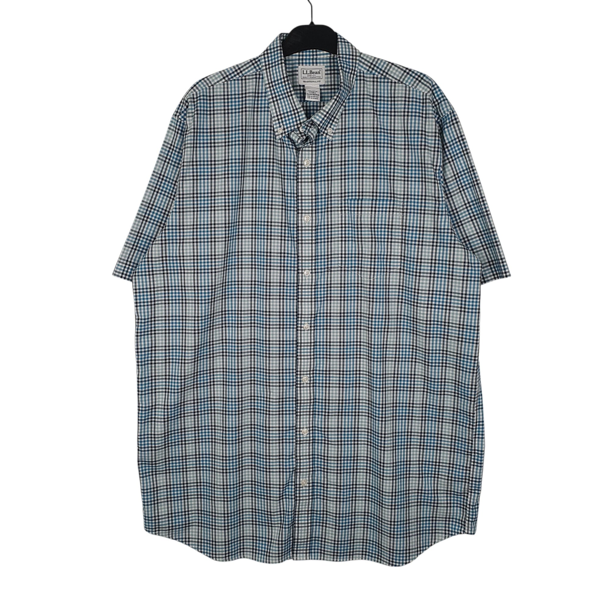 Mens Blue L.L.Bean Tall Short Sleeve Shirt
