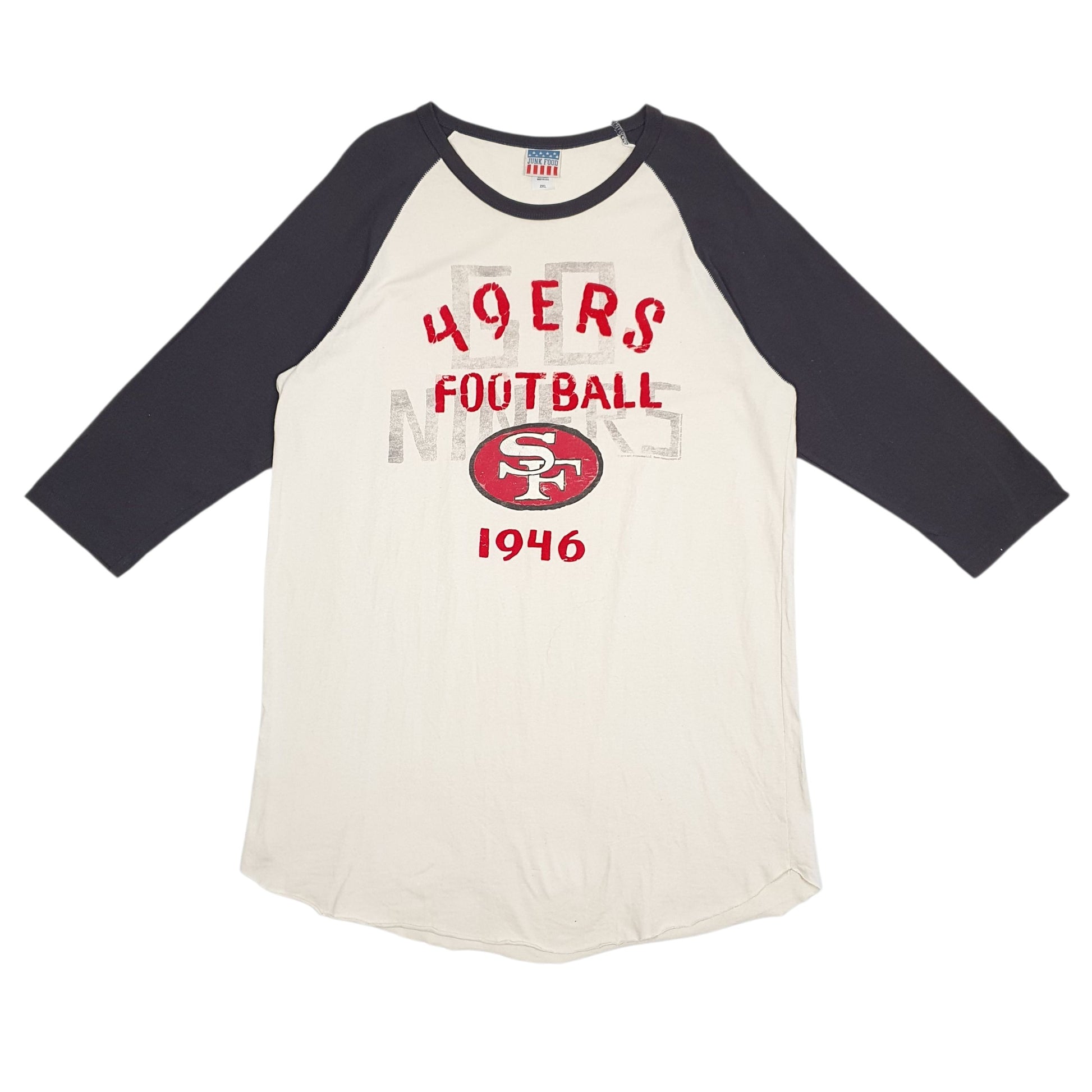 Mens Cream Junk Food Sanfransico 49ers Retro Made In USA Short Sleeve T Shirt