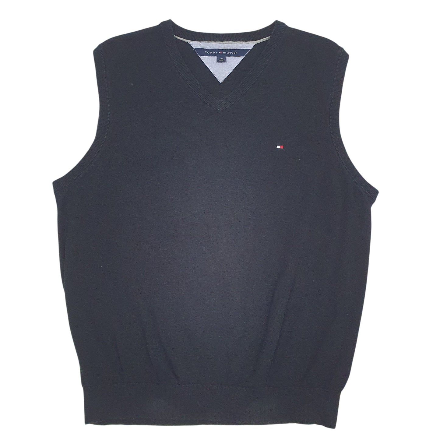 Mens Black Tommy Hilfiger Lightweight Vest Jumper