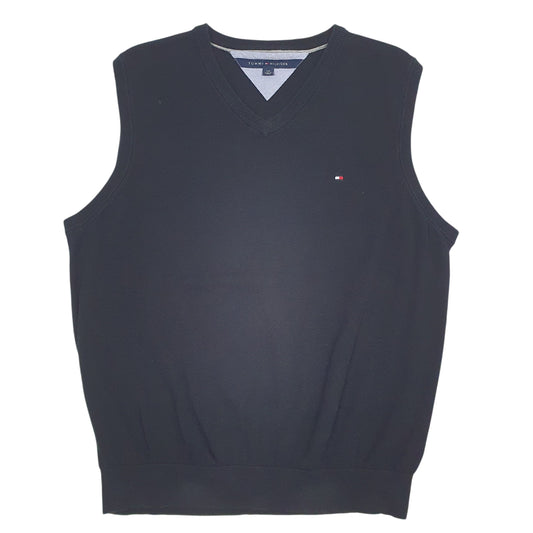 Mens Black Tommy Hilfiger Lightweight Vest Jumper