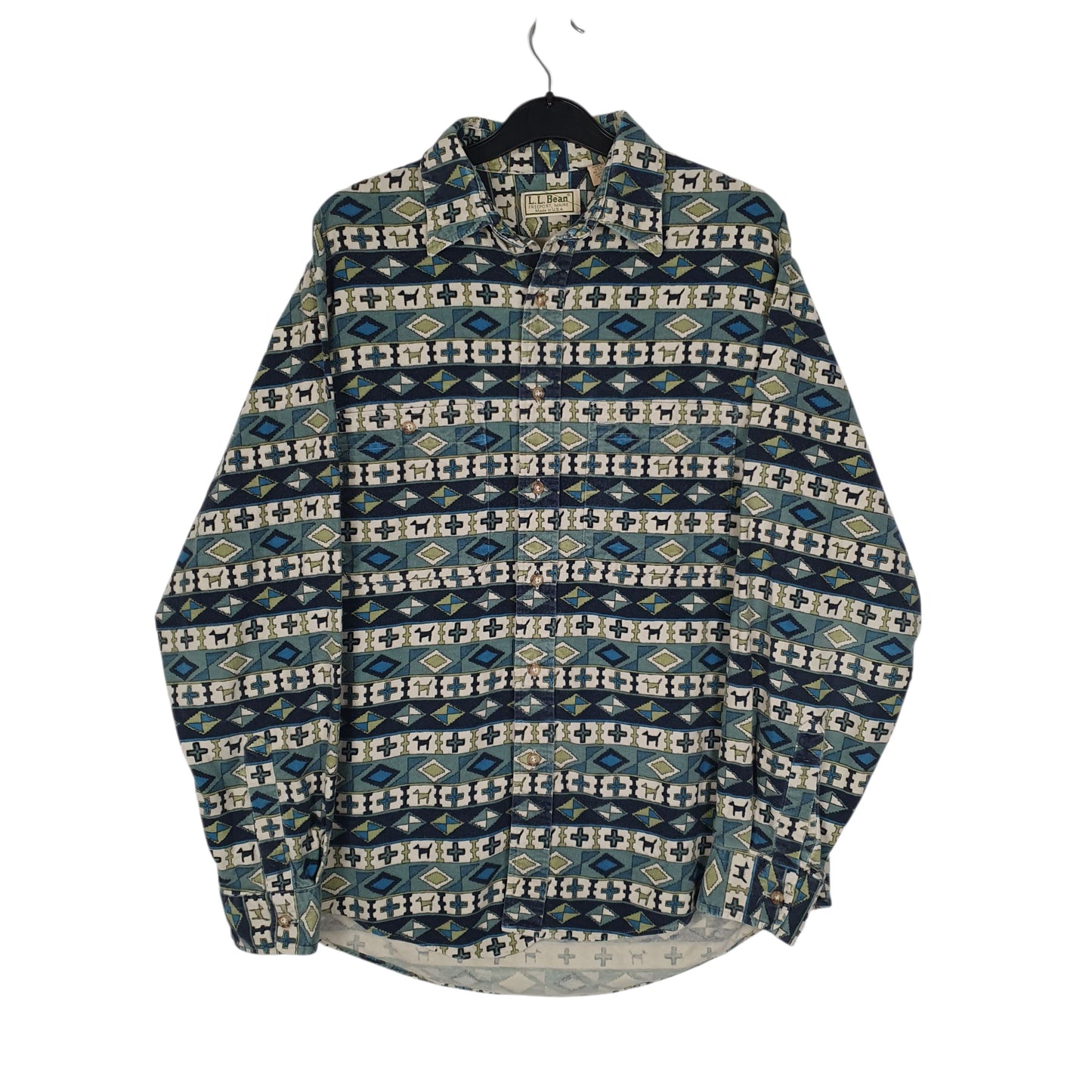 Mens Blue L.L.Bean Vintage 80s Made In USA Thick Chamois Long Sleeve Shirt