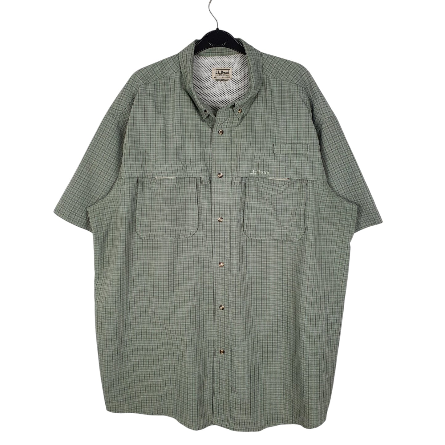 Mens Green L.L.Bean Walking Hiking Short Sleeve Shirt