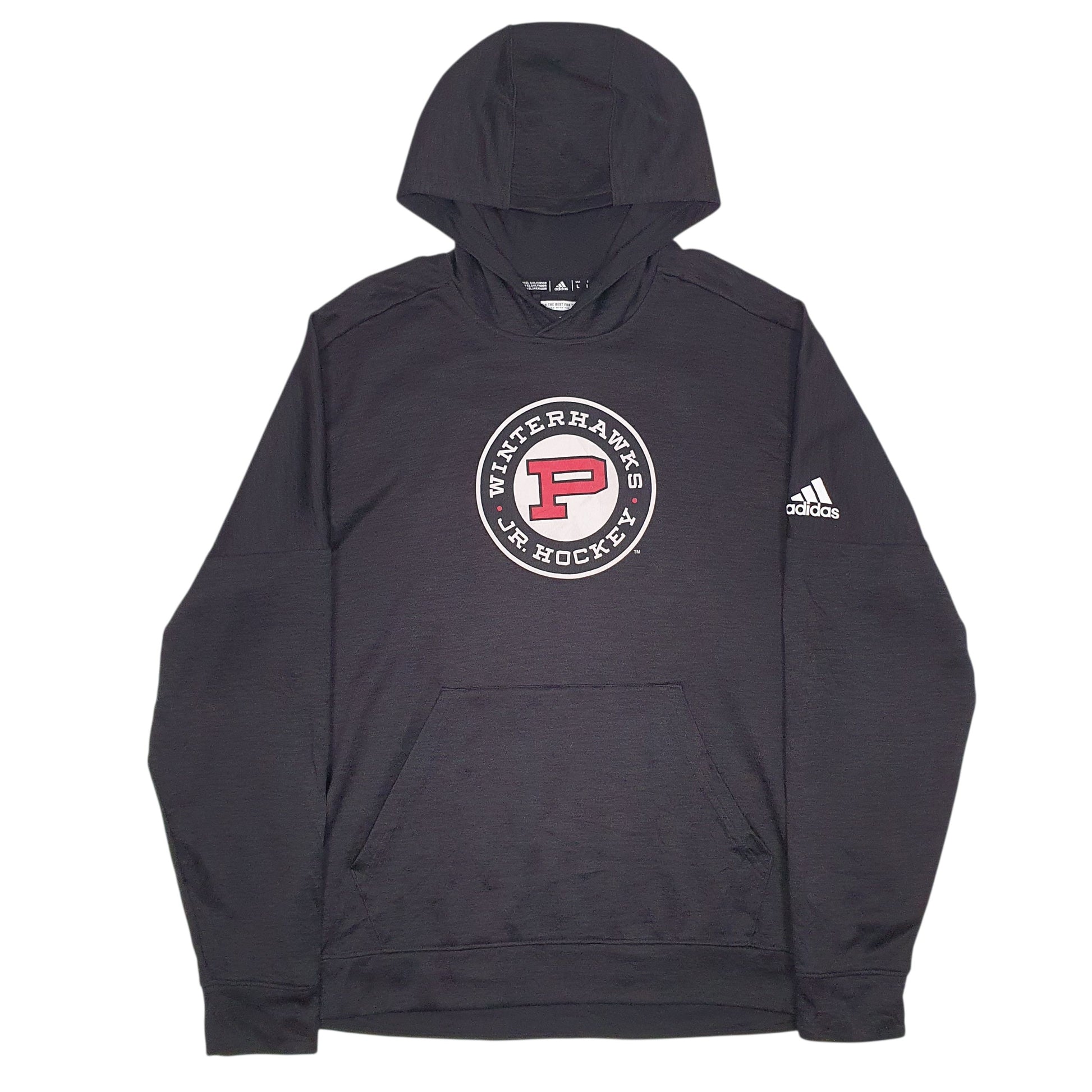 Mens Grey Adidas Climawarm Winterhawks Hockey Hoodie Jumper