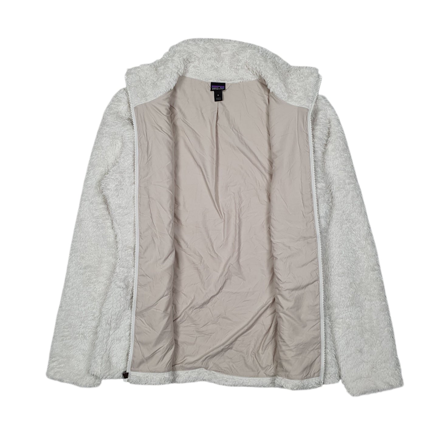 Womens White Patagonia Los Gatos Fleece Fluffy  Coat