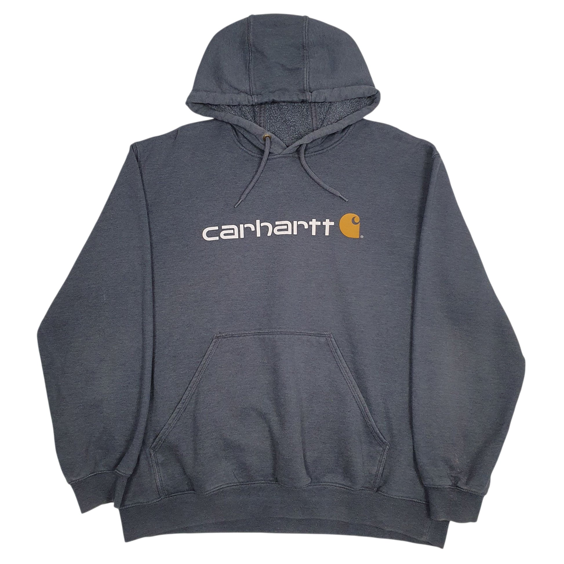 Mens Blue Carhartt Spellout Hoodie Jumper