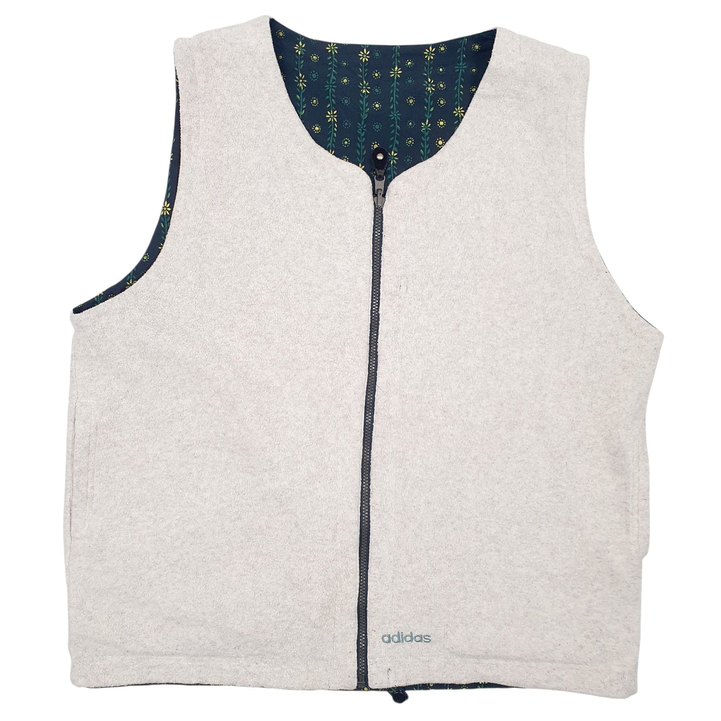 Mens Grey Adidas Vintage 90s Reversible Fleece  Coat