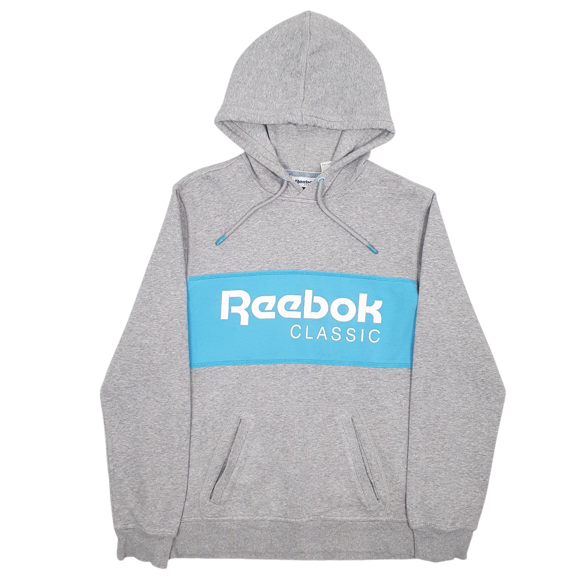 Mens Grey Reebok Spellout Hoodie Jumper