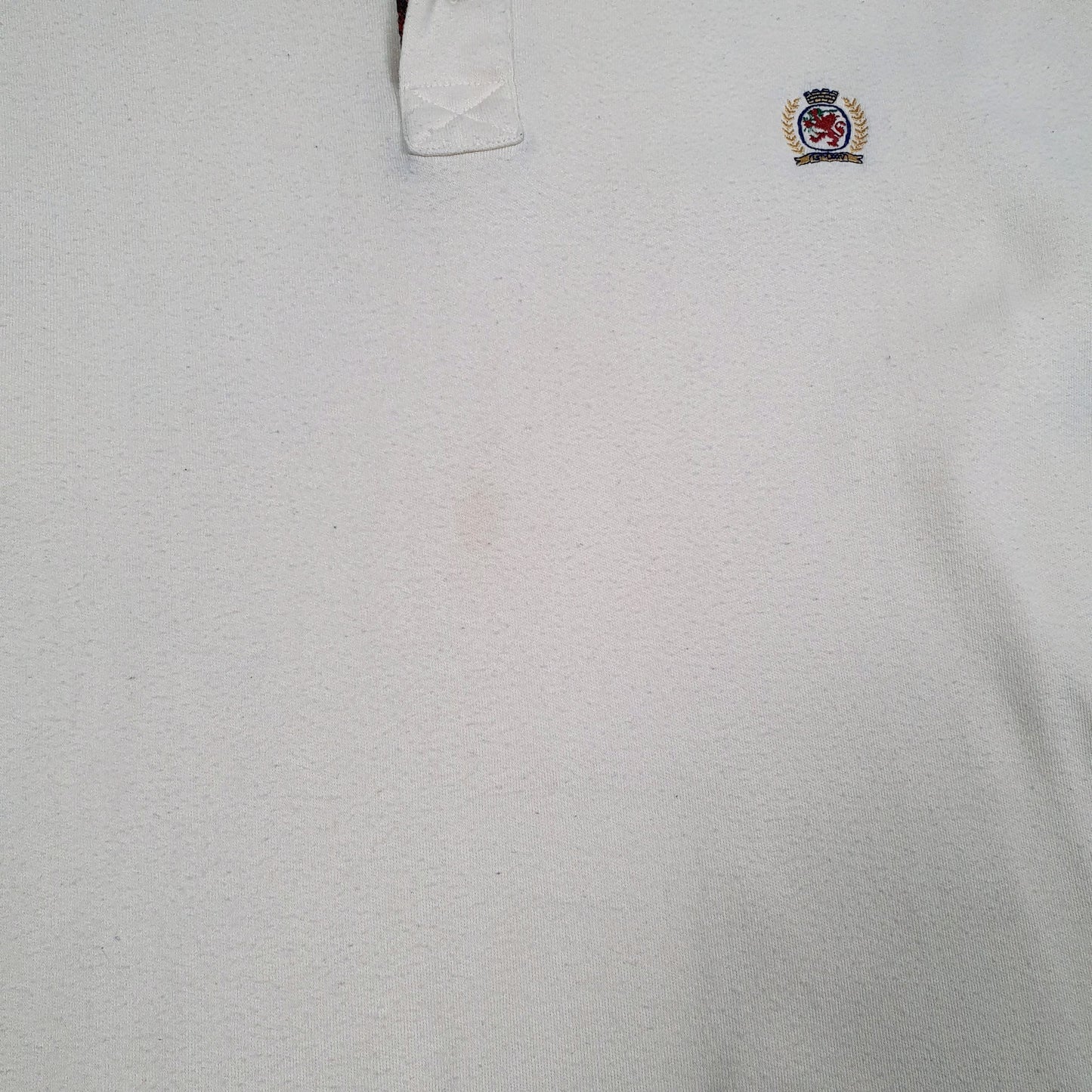 Mens Cream Tommy Hilfiger Vintage 90s Polo Shirt Crewneck Jumper