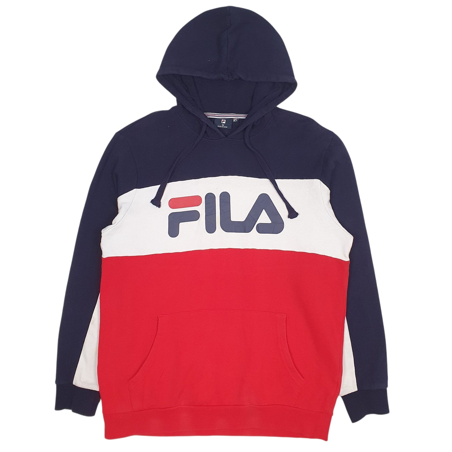 Mens Red Fila Spellout Hoodie Jumper