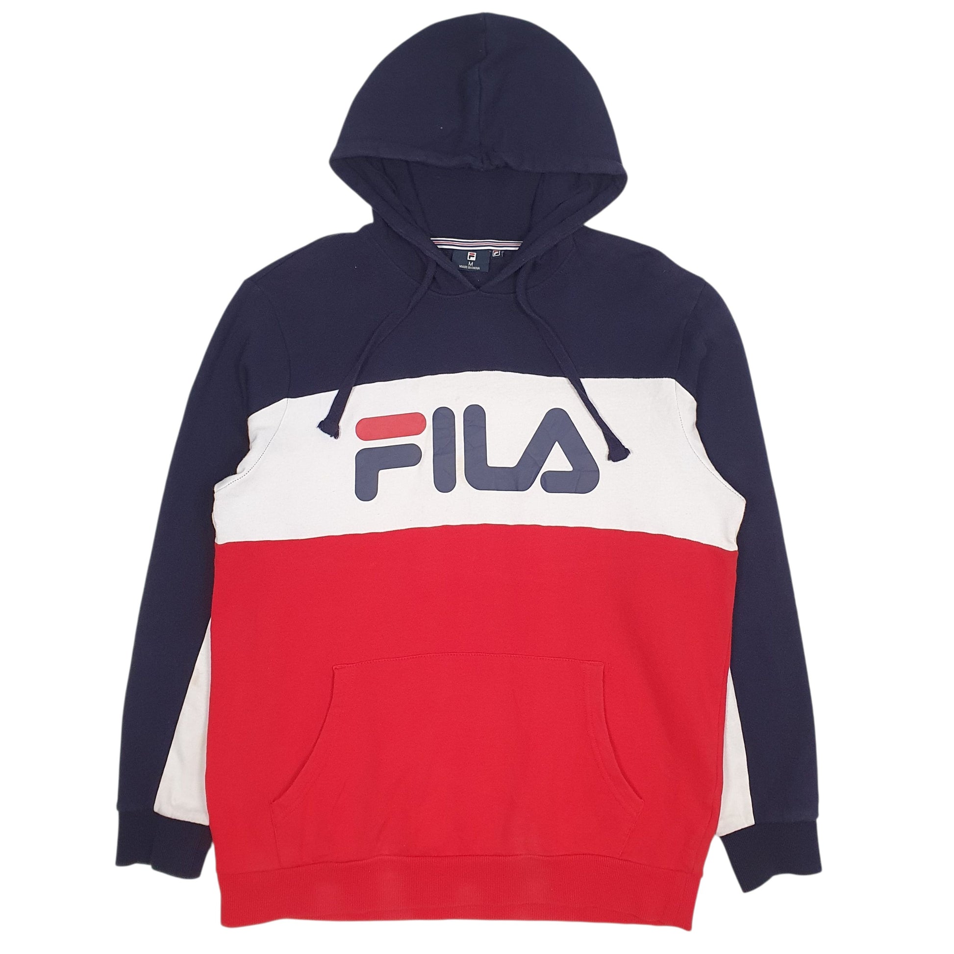 Mens Red Fila Spellout Hoodie Jumper