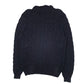 Mens Navy Polo Ralph Lauren Cable Knit Collared Crewneck Jumper