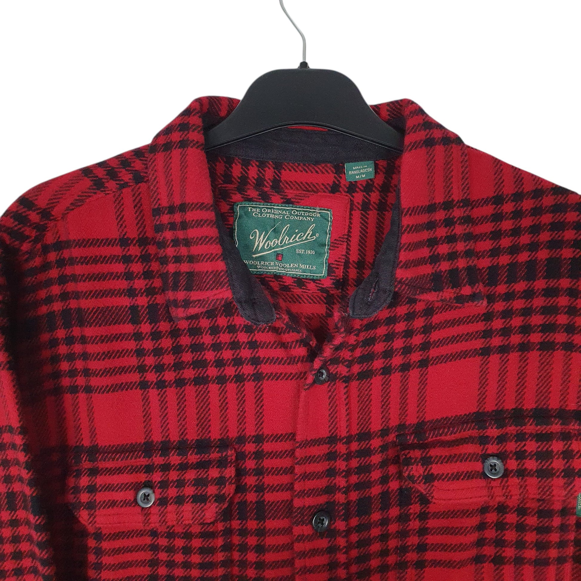 Mens Red Woolrich Thick Flannel Plaid Shacket  Shirt