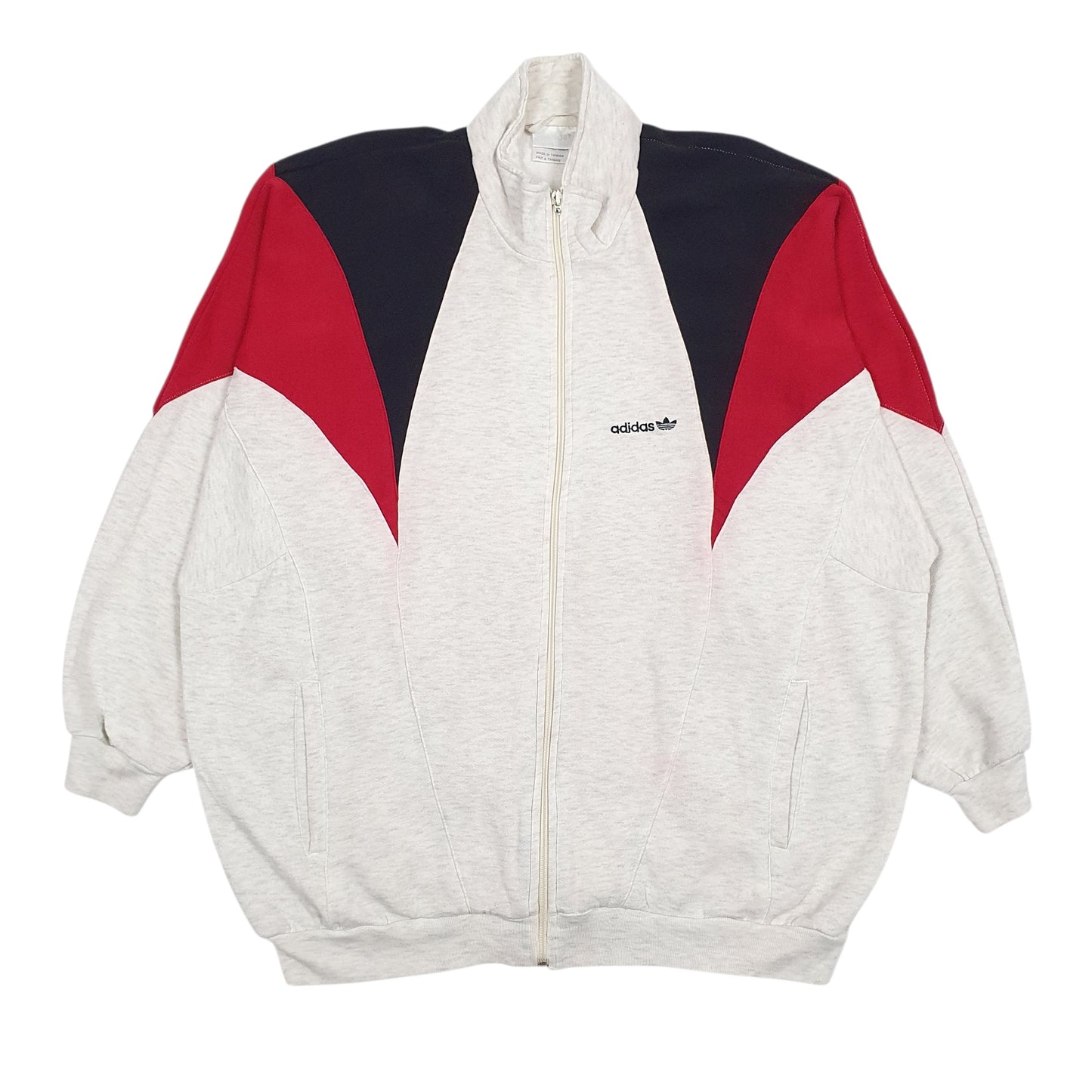 Mens Grey Adidas Vintage 90s Full Zip Jumper