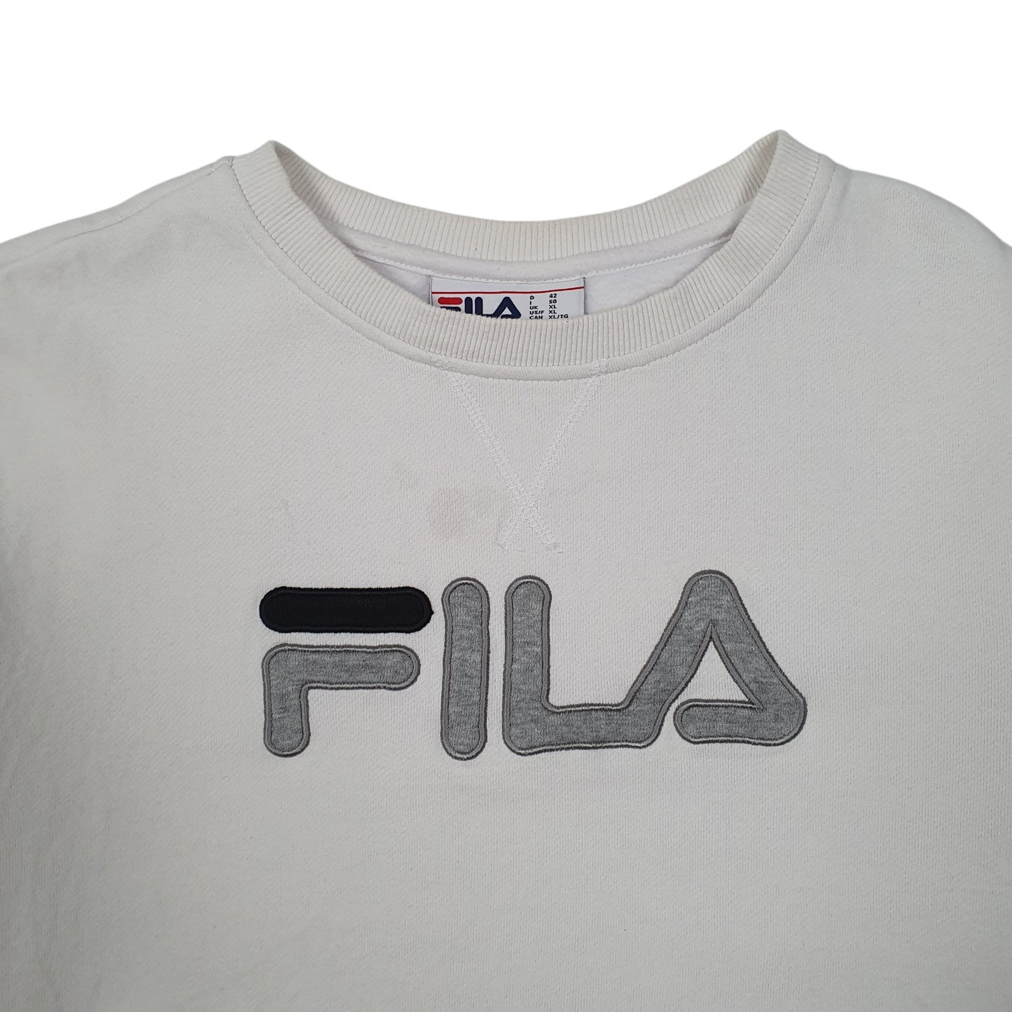 Womens White Fila  Crewneck Jumper