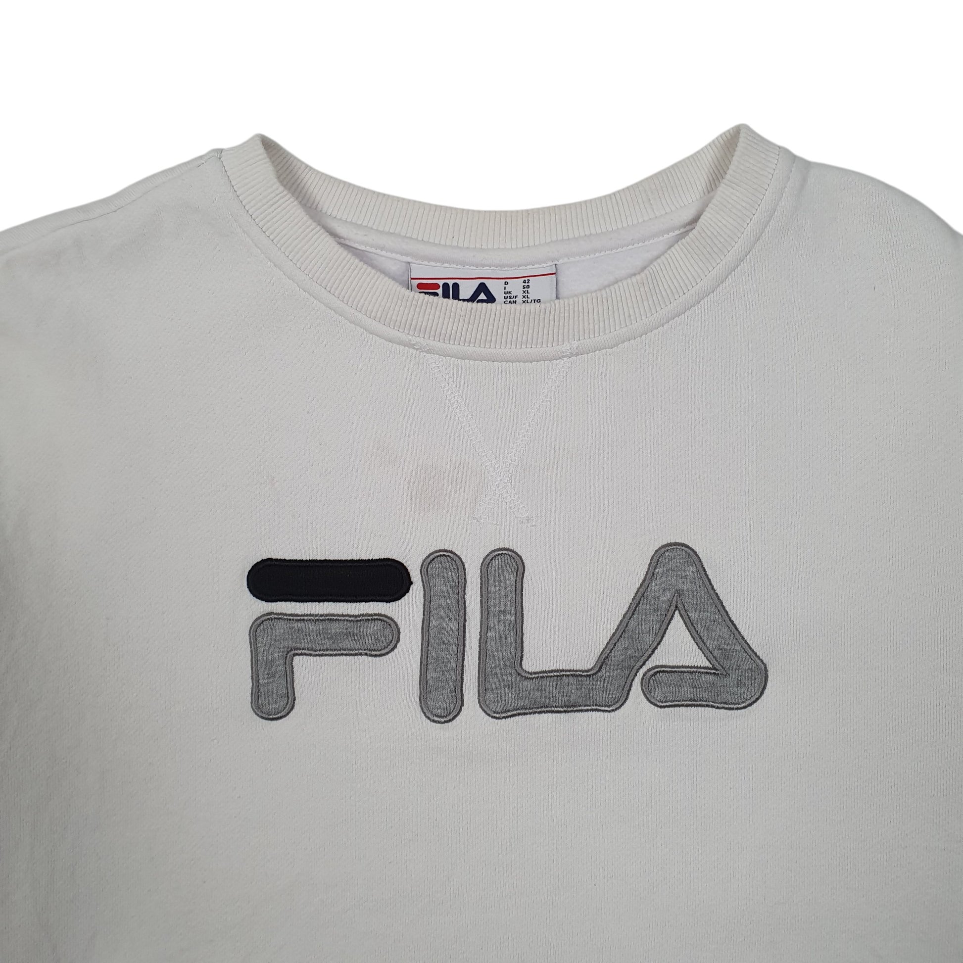 Womens White Fila  Crewneck Jumper