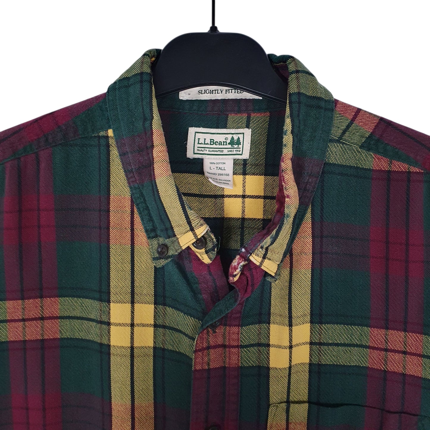 Mens Green L.L.Bean Scotch Plaid Flannel  Shirt