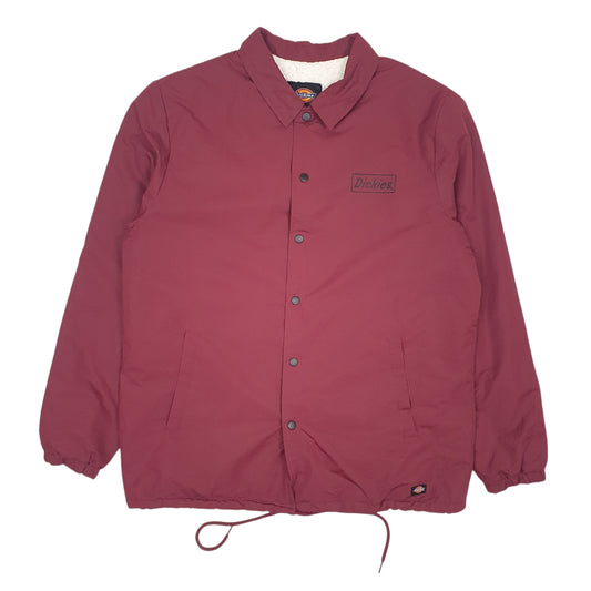 Mens Burgundy Dickies Coach Sherpa Lined  Coat