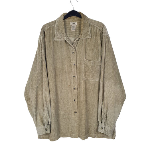 Womens Green L.L.Bean Corduroy Relaxed Fit Long Sleeve Shirt