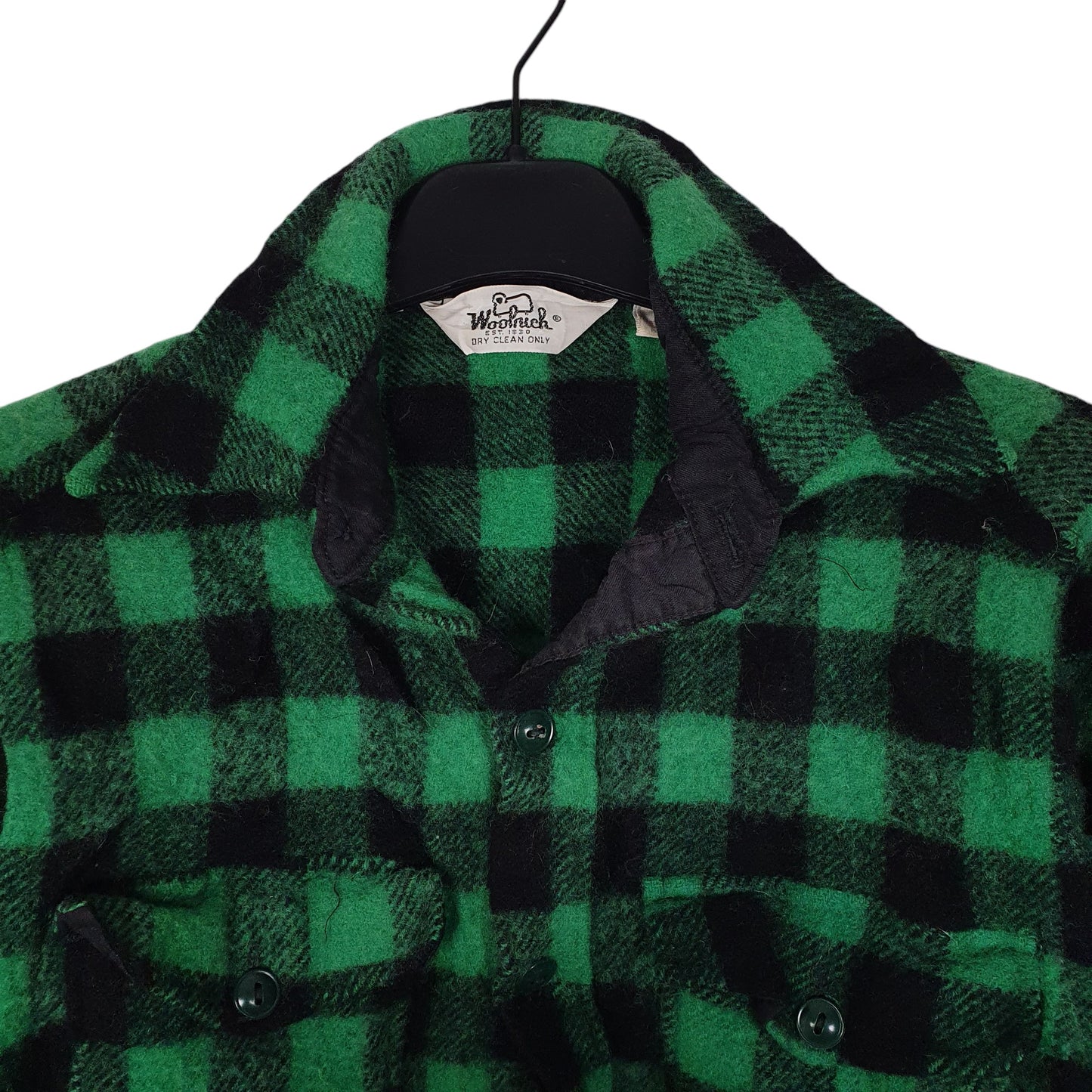 Mens Green Woolrich Thick Plaid Mackinaw Vintage 1980s  Shirt