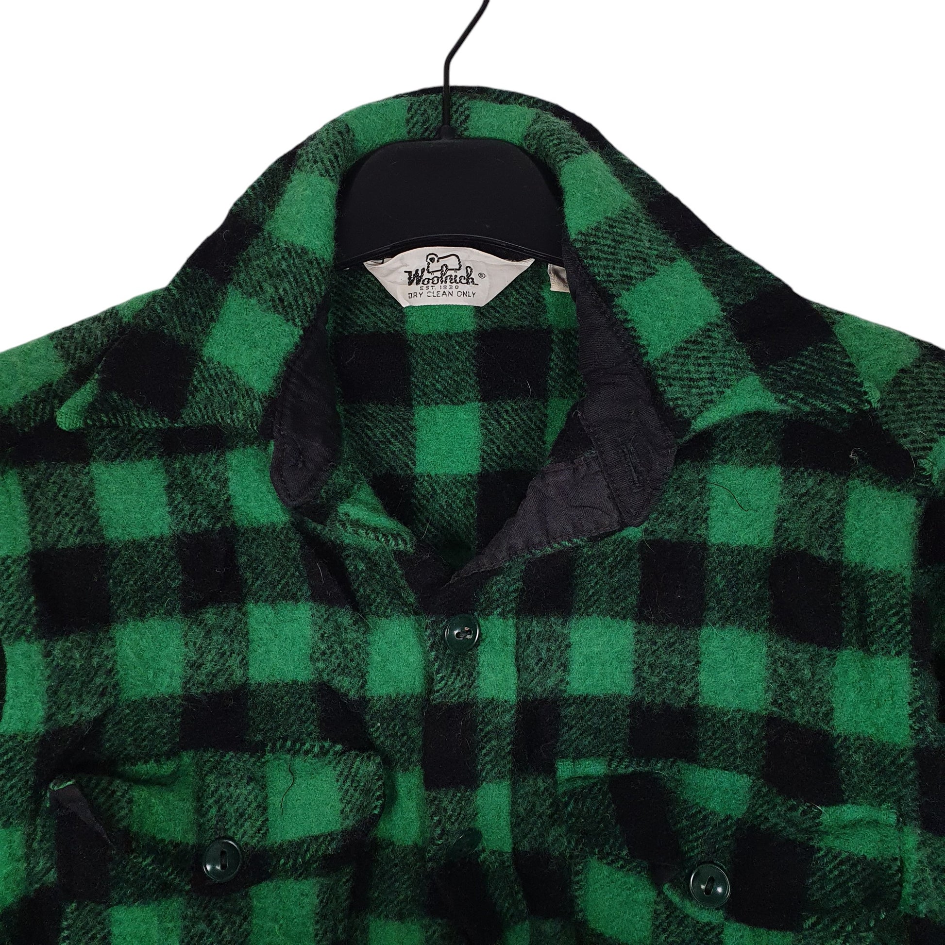 Mens Green Woolrich Thick Plaid Mackinaw Vintage 1980s  Shirt