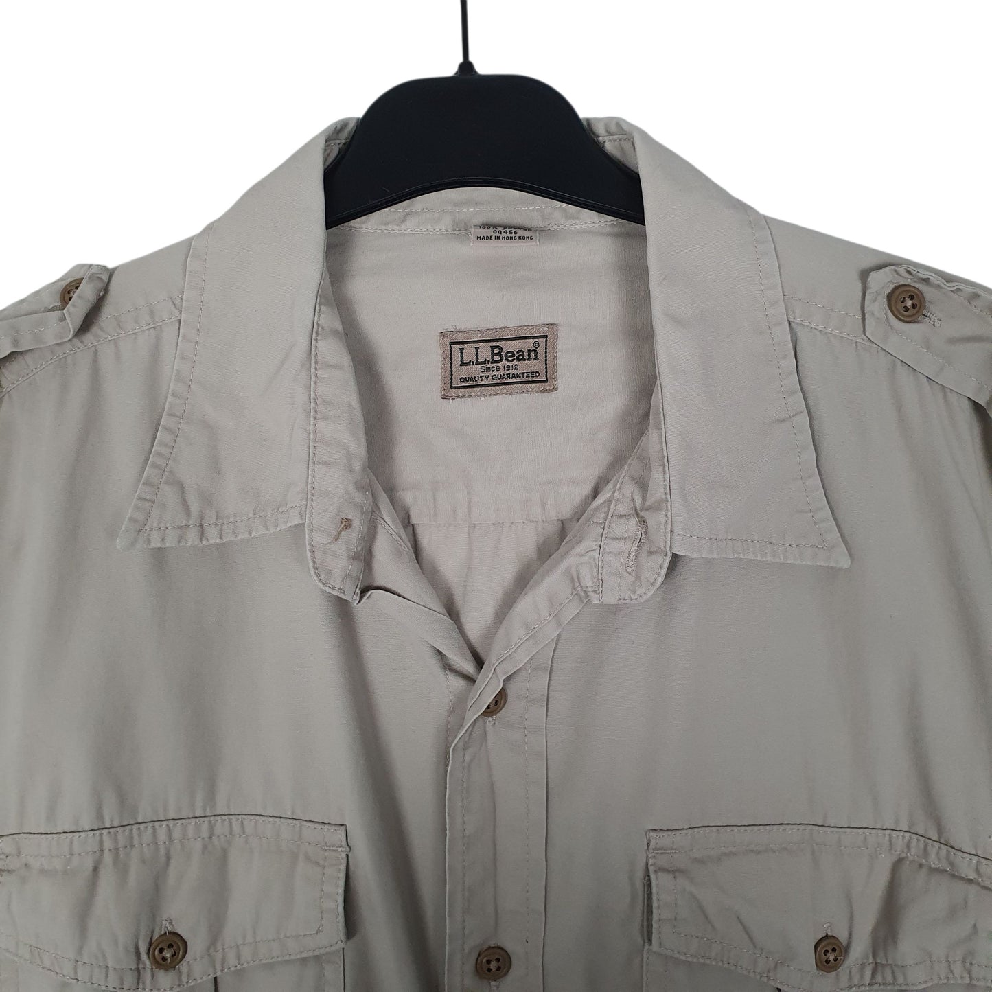 Mens Beige L.L.Bean Hunting Military  Shirt