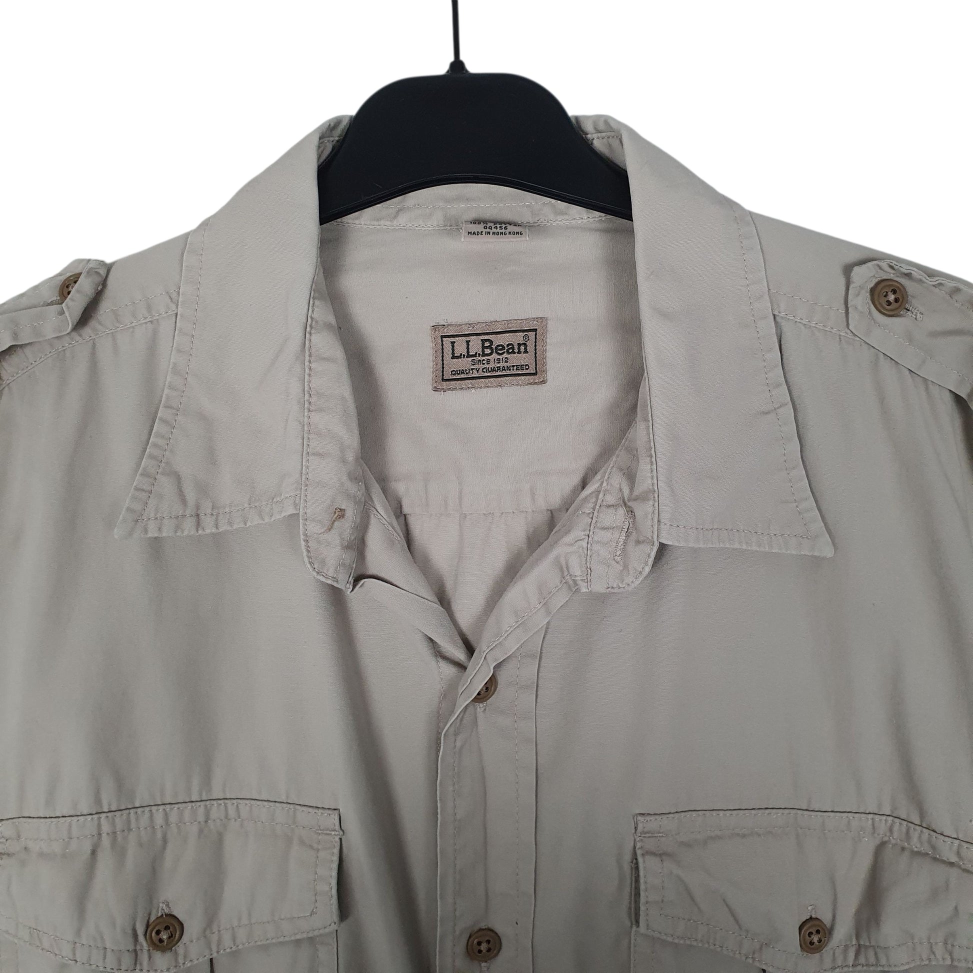 Mens Beige L.L.Bean Hunting Military  Shirt