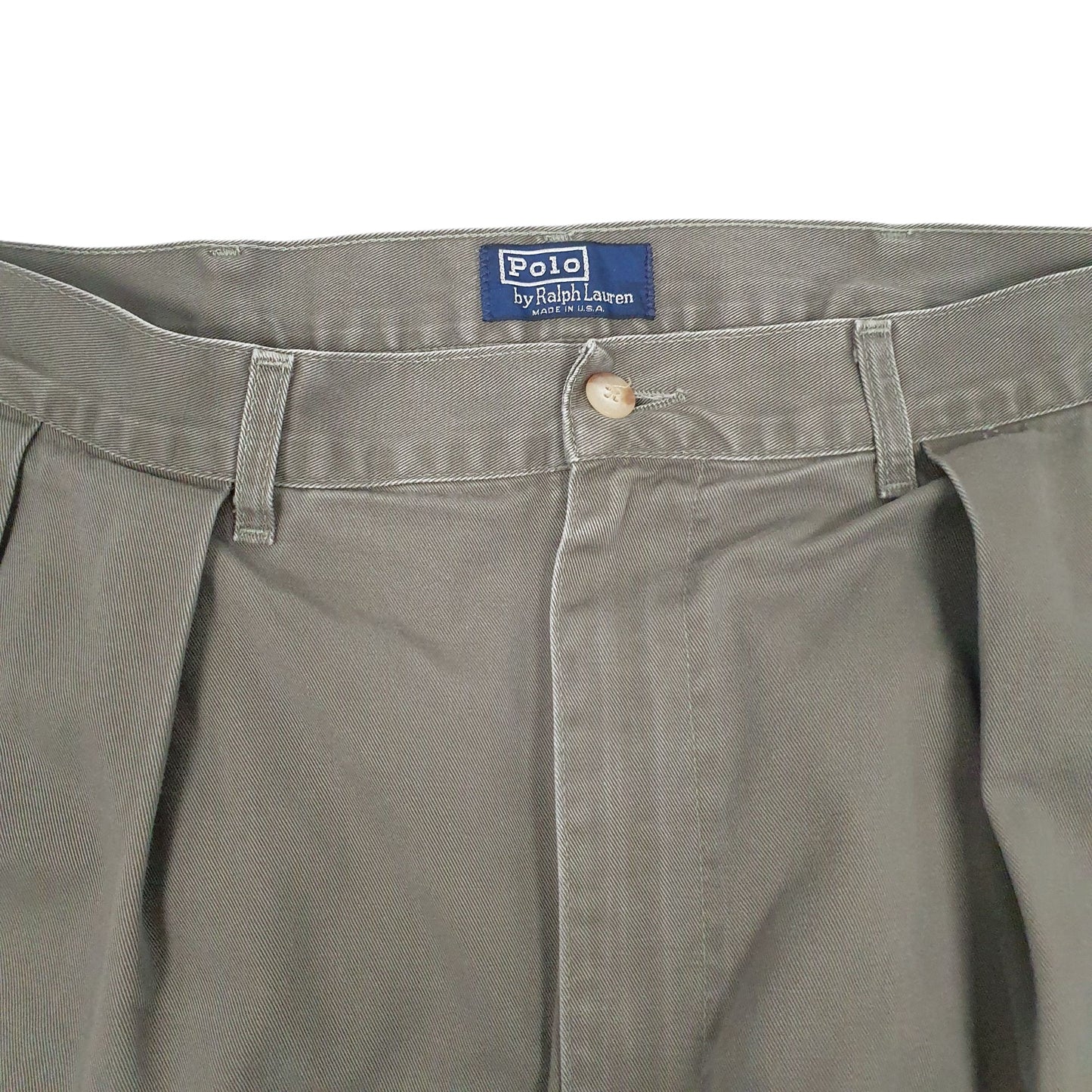 Mens Grey Polo Ralph Lauren Vintage 90s Made In USA Pleated  Trousers