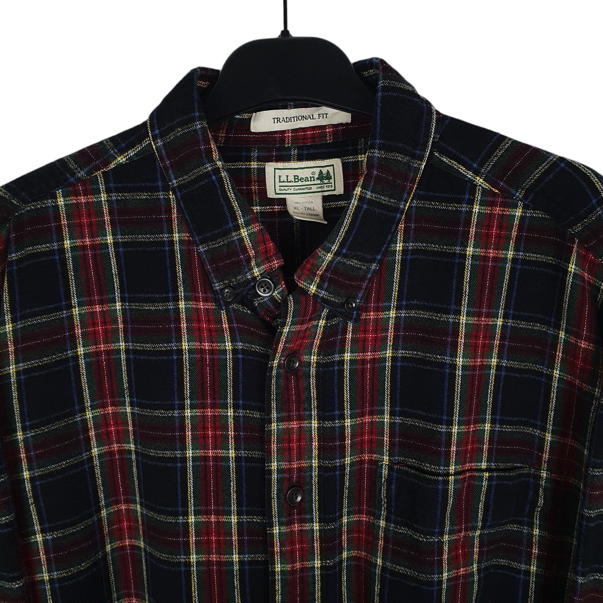Mens Navy L.L.Bean Thick Flannel Plaid  Shirt