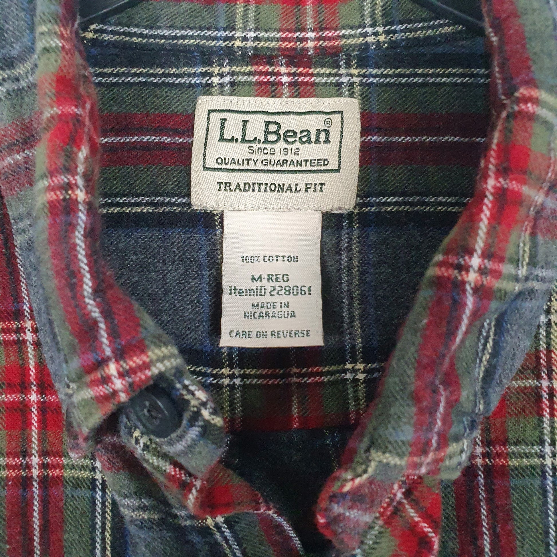 Mens Grey L.L.Bean Chamois Flannel Plaid  Shirt