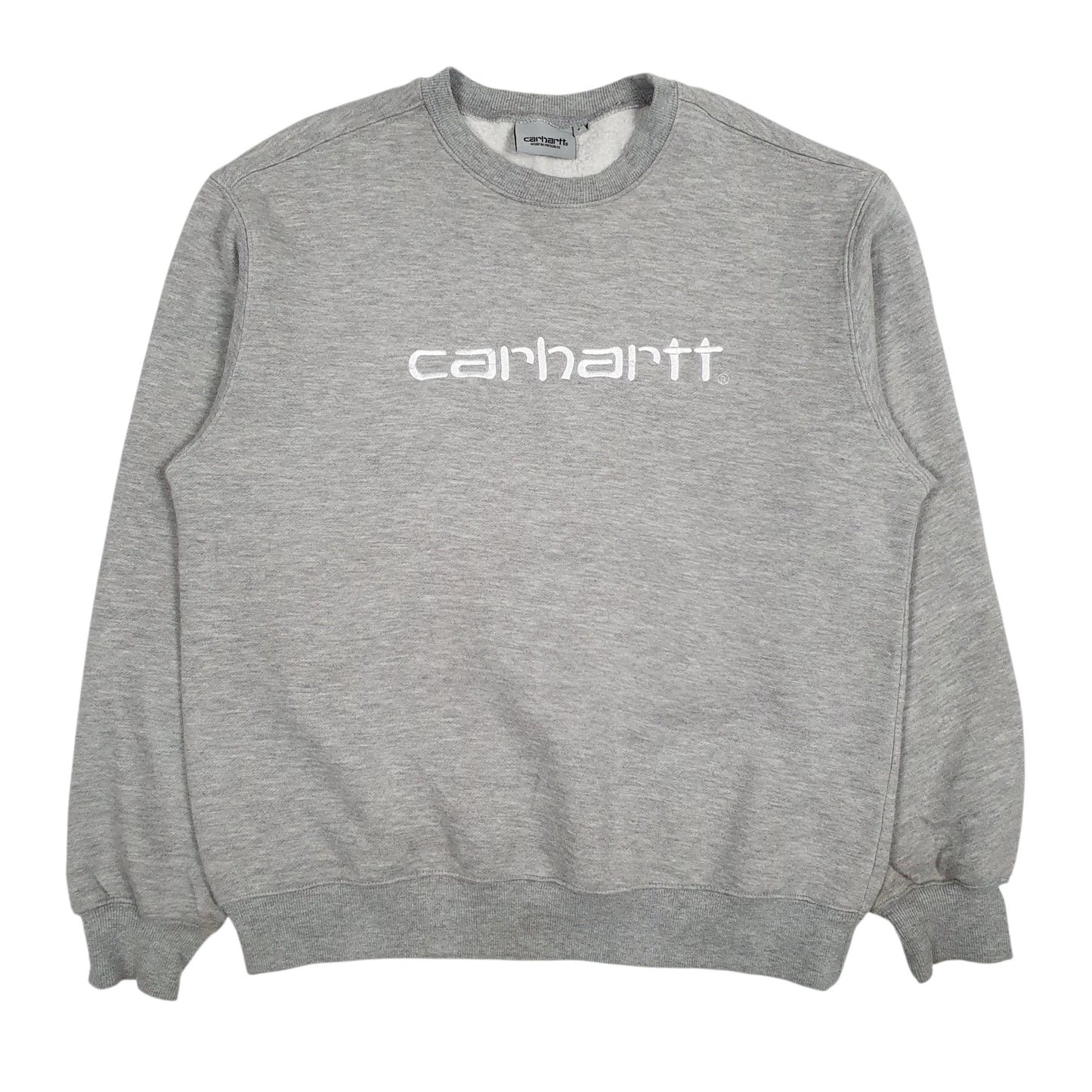 Mens Grey Carhartt Spellout Crewneck Jumper