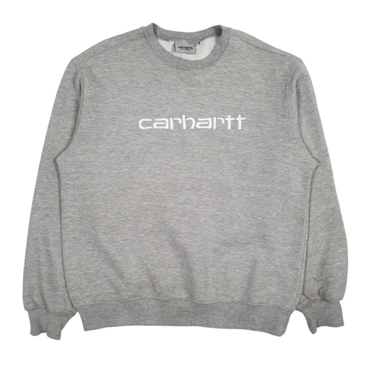 Mens Grey Carhartt Spellout Crewneck Jumper