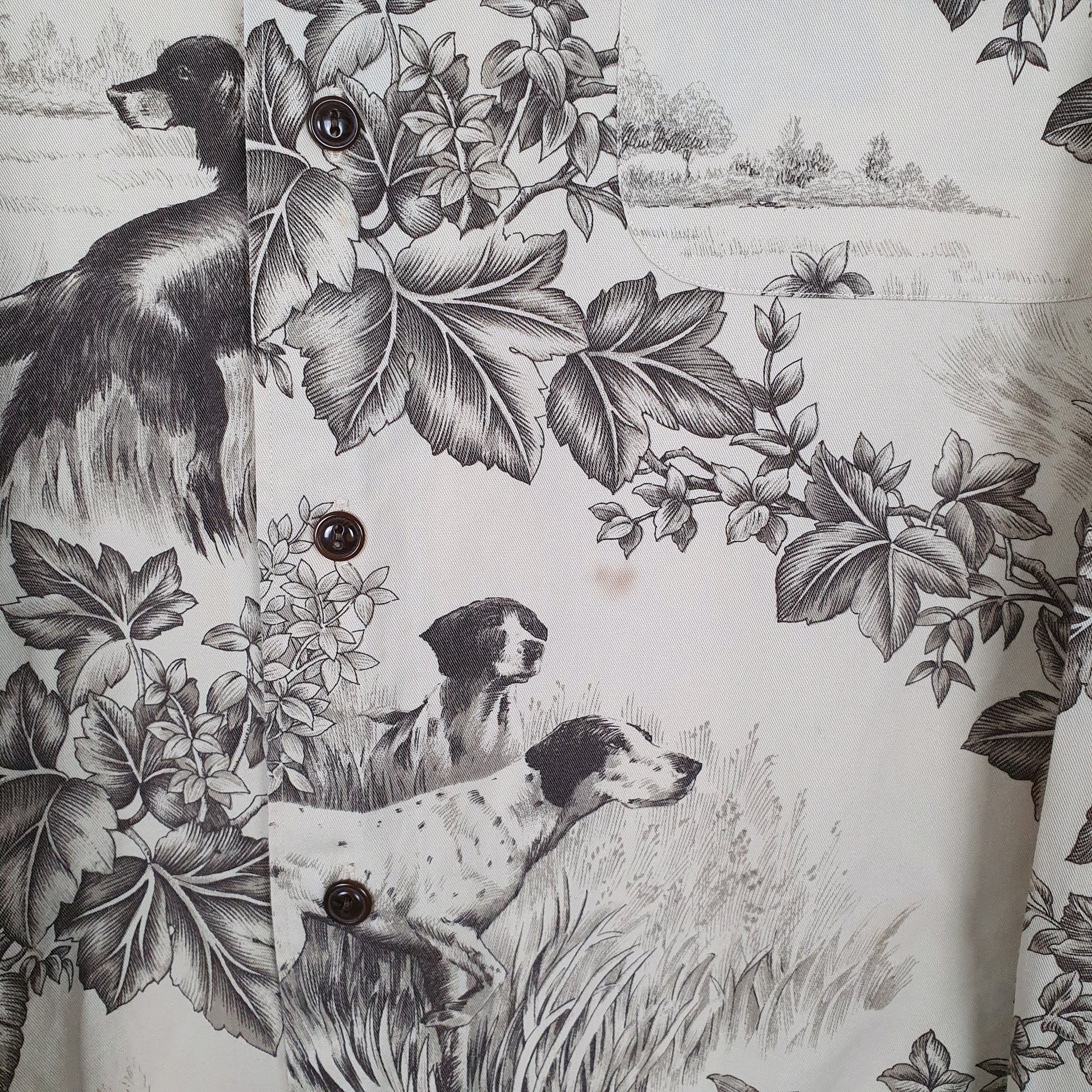 Mens Beige Polo Ralph Lauren Marlowe Hunting Dogs  Shirt