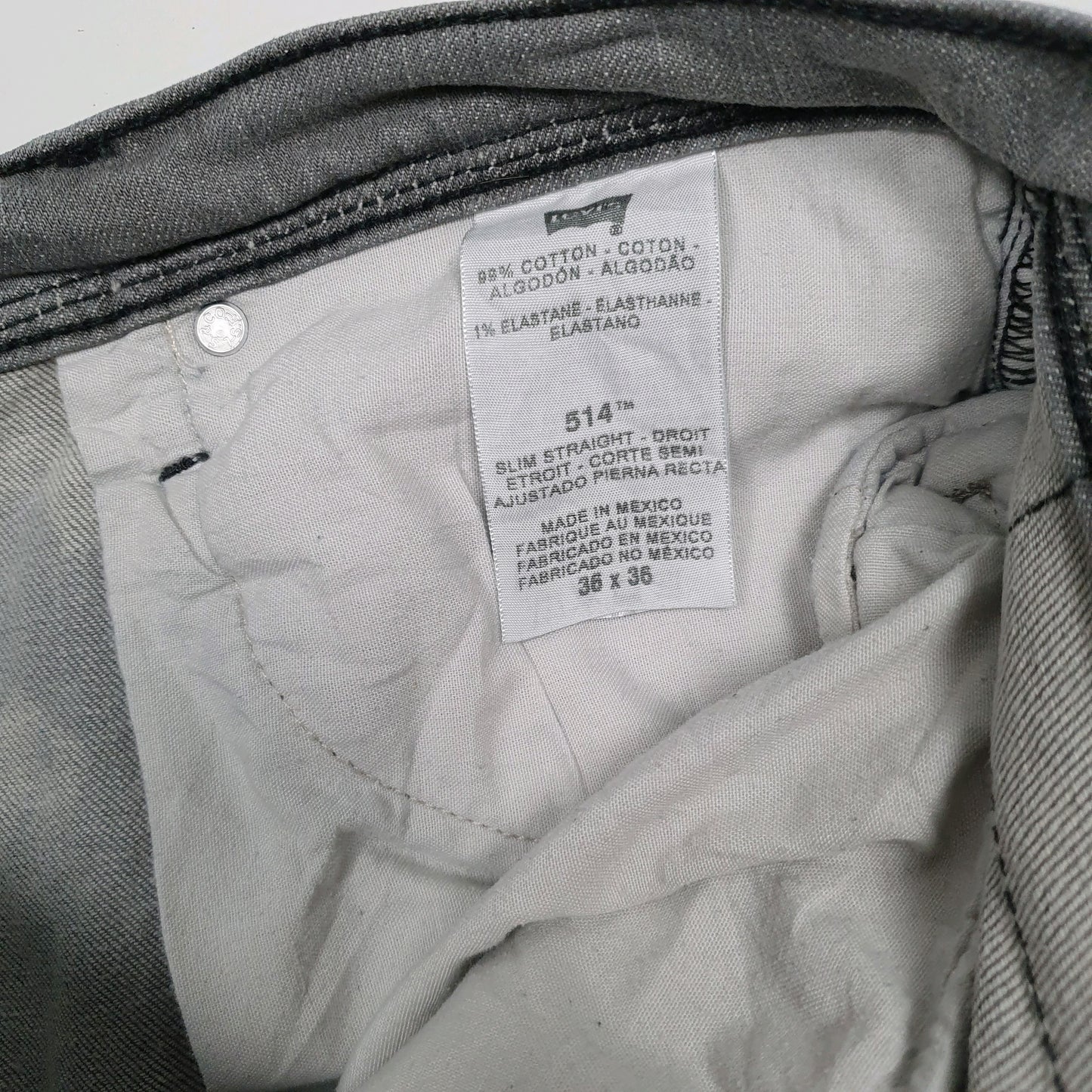 Mens Grey Levis 514 Ripped  Shorts