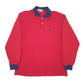 Mens Red Burberry Vintage Long Sleeve Polo Shirt