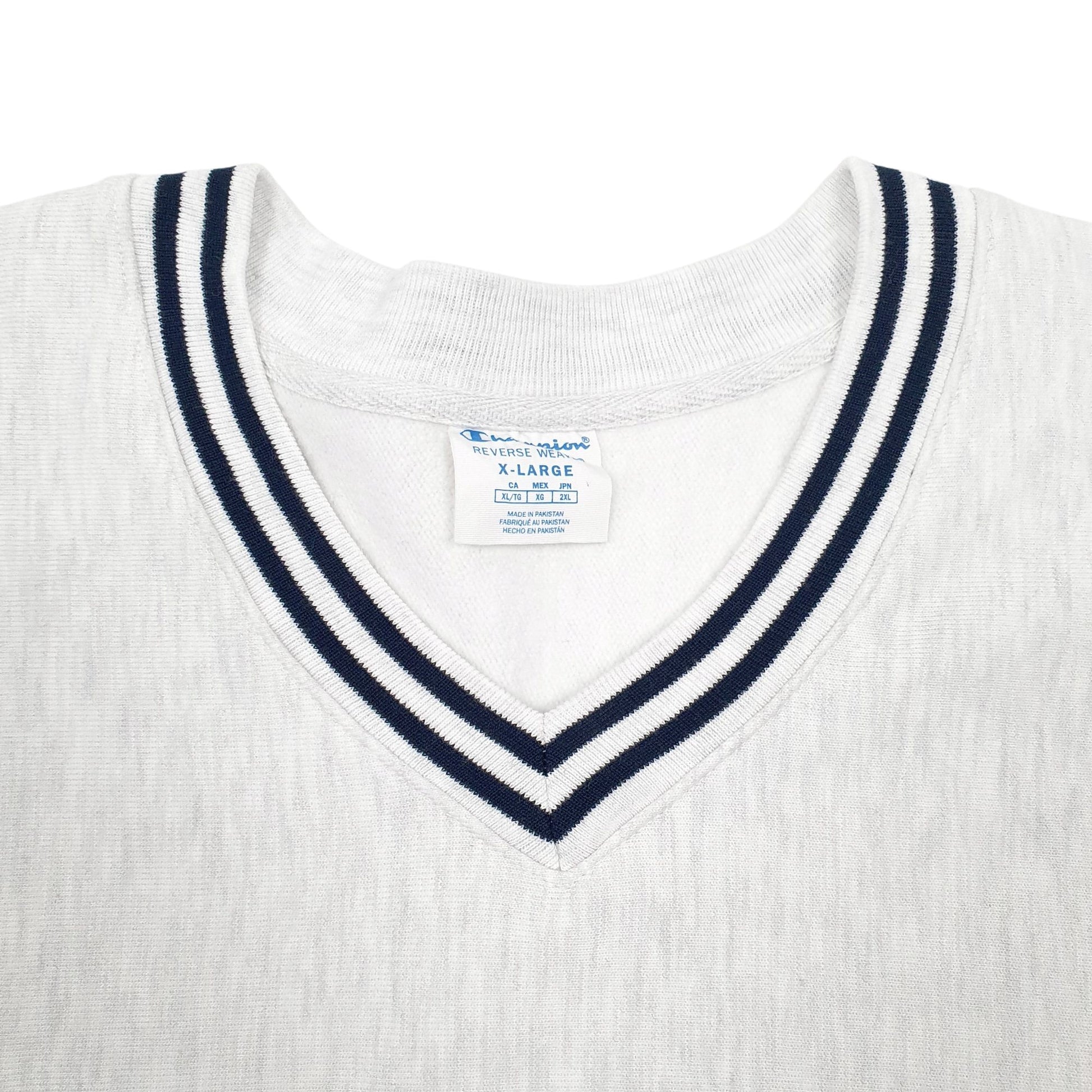 Womens Grey Champion Reverse Weave Croptop V Neck Jumper