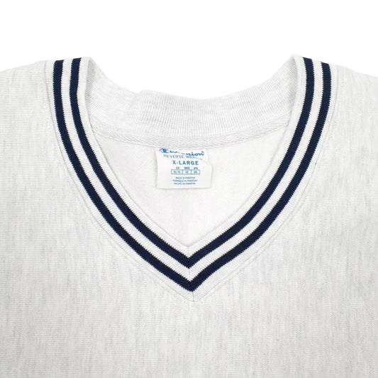 Womens Grey Champion Reverse Weave Croptop V Neck Jumper