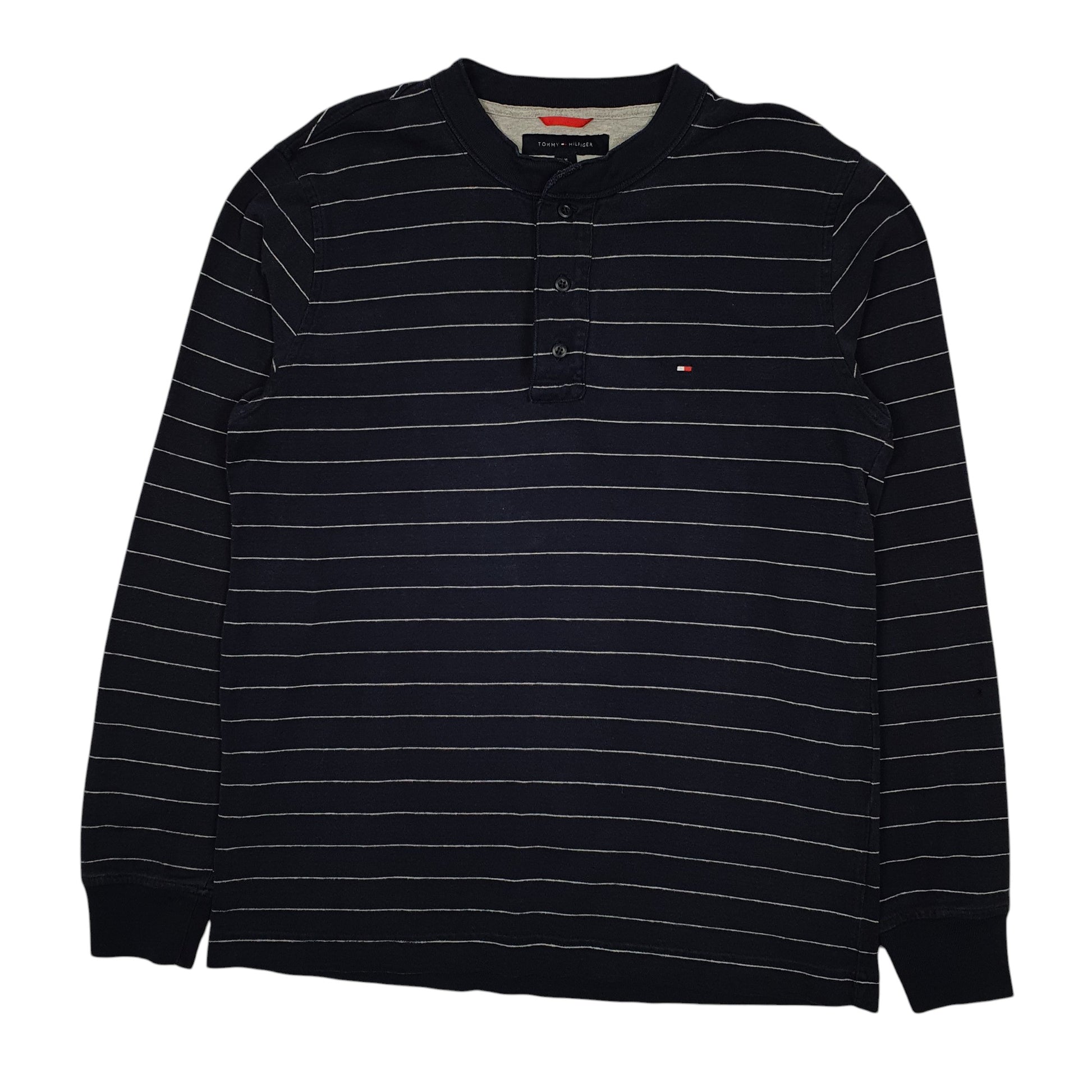 Mens Navy Tommy Hilfiger Henley Lightweight Crewneck Jumper