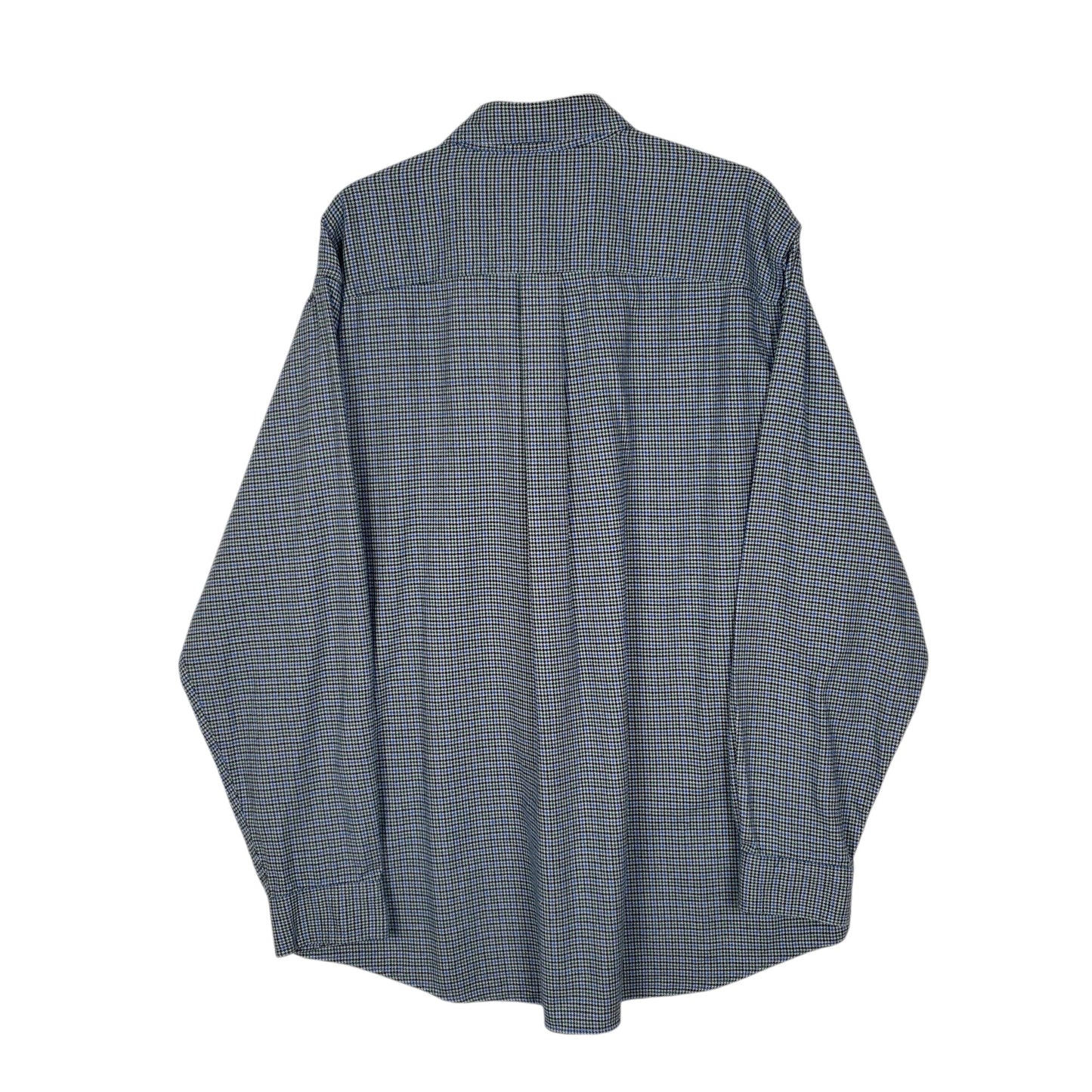 Mens Blue L.L.Bean Thick Flannel Houndstooth  Shirt