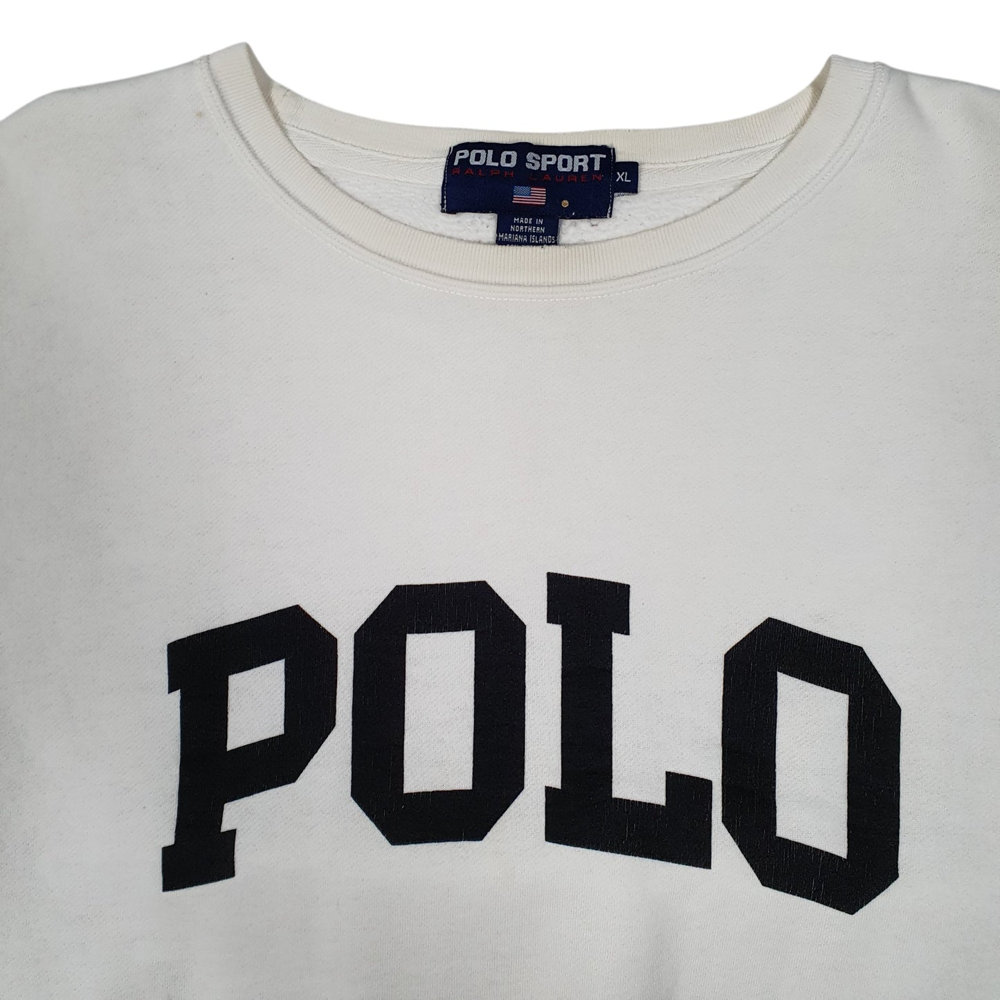 Mens White Ralph Lauren Polo Sport Vintage 90s Crewneck Jumper