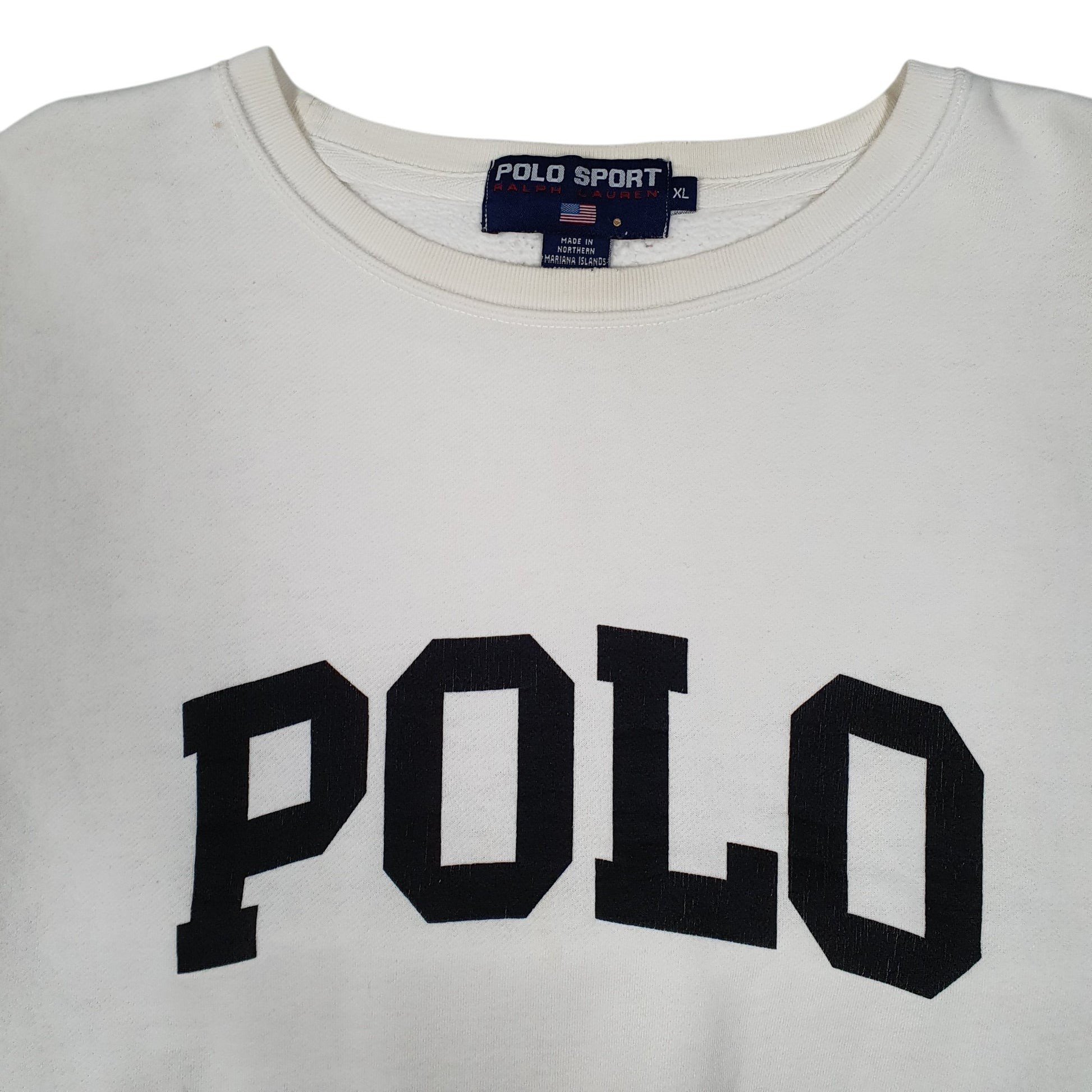 Mens White Ralph Lauren Polo Sport Vintage 90s Crewneck Jumper