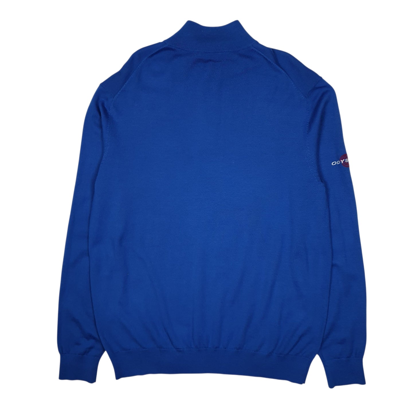 Mens Blue Calloway Odyssey Merino Quarter Zip Jumper