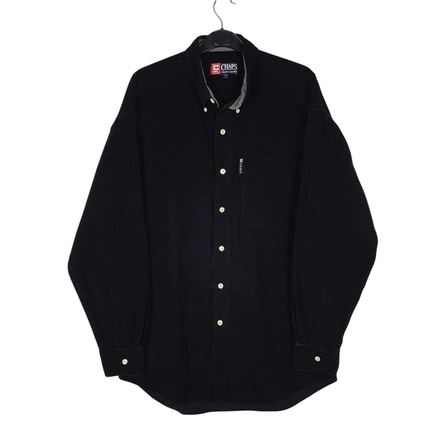 Mens Black Ralph Lauren Vintage 90s Corduroy Long Sleeve Shirt